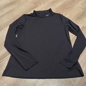 New Black Silky Spandex Turtleneck Blouse Medium